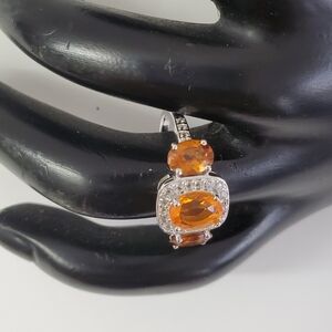 Sterling Silver 925 Brazilian Citrine Halo Ring